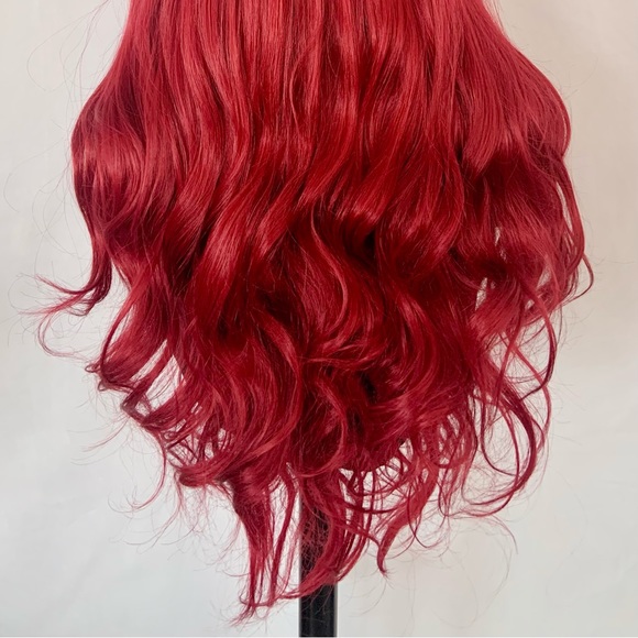 Long Gorgeous Vibrant Red Premium Fiber “Put On & Go” Wig with Bangs 🥰 - Picture 13 of 13